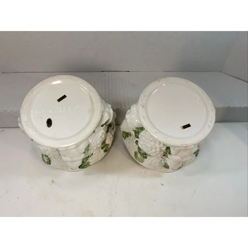 Vintage Caffco Easter Rabbit Planter with White Roses and Green Leaves ~Set Of 2
